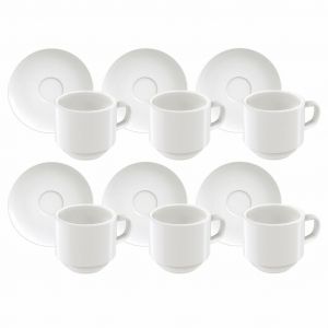 Juego de Taza De Café Y Plato de Porcelana Blancos Tramontina Paola 96950/041