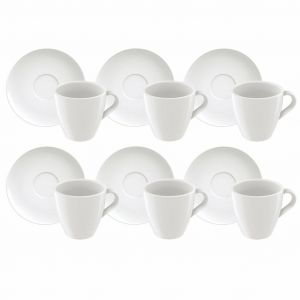 Juego de Taza De Cappuccino Y Plato de Porcelana Blancos Tramontina Paola 96950/042