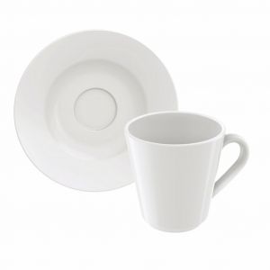 Juego de Taza De Café Y Plato de Porcelana Blancos Tramontina Leonora de 6 Piezas