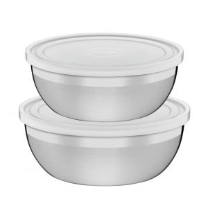 Bowl Set X2 Tramontina Freezinox Acero Inoxidables C/ tapas Platicas 64220/130