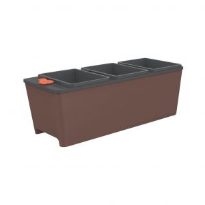 Maceta Tramontina Plastica de Autorriego Rectangular Triple  Marrón